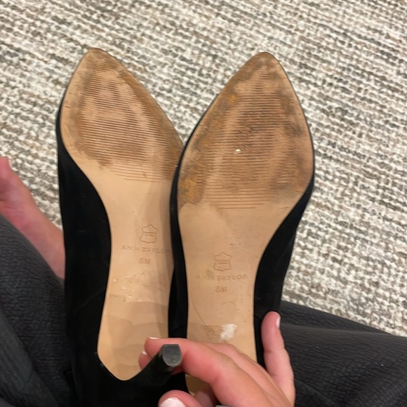 ANN TAYLOR ankle suede heeled booties - Picture 3 of 5